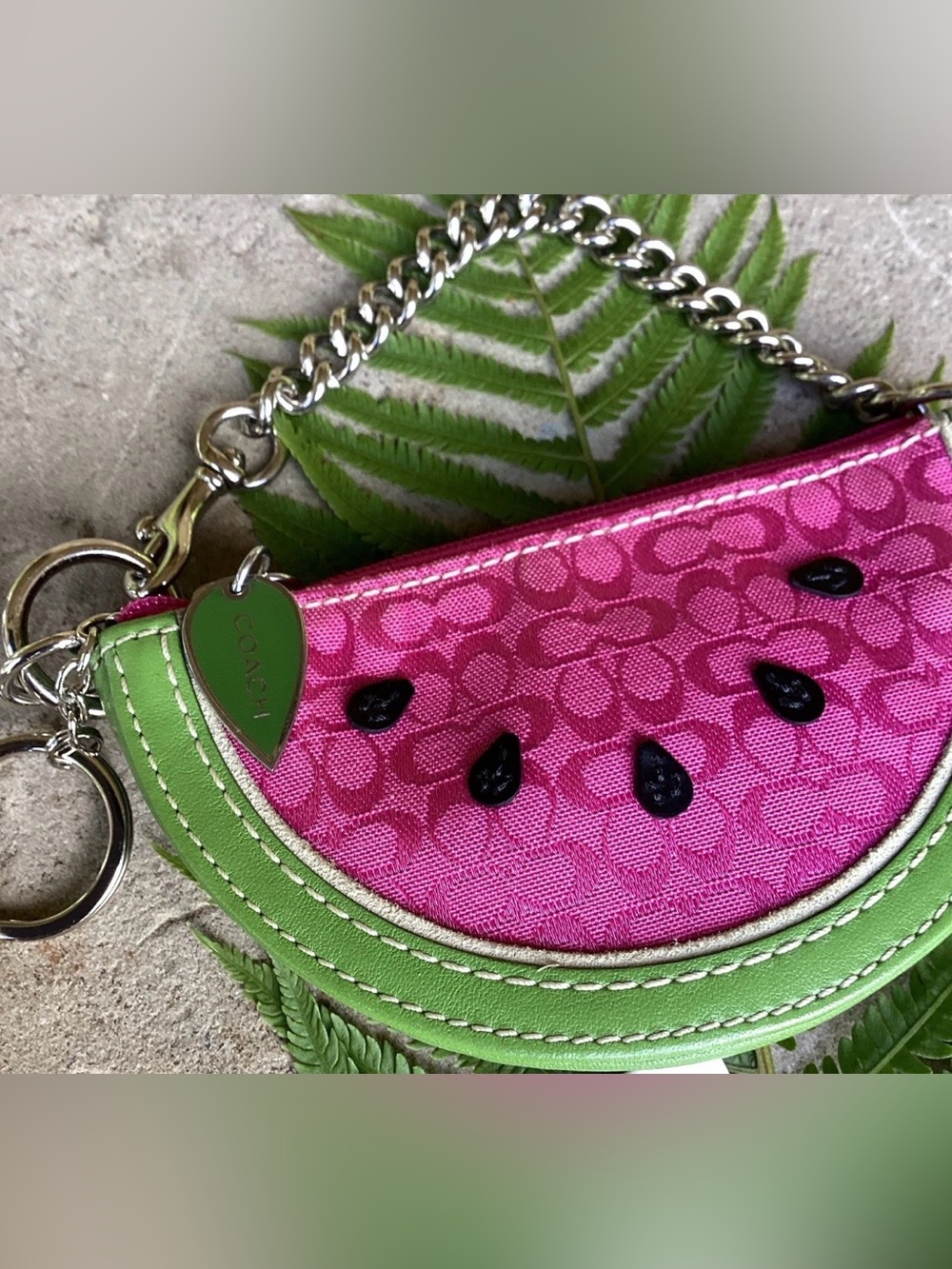 Coach Signature & Suede Green Satchel + 🍉 Coach Watermelon Coin Purse + 💯 Scarf - Picture 12 of 12